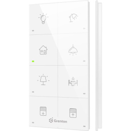 GRENTON Panel dotykowy szklany biały ikonowy 8-przyciskowy natynkowy, TOUCH PANEL +8B, TF-Bus, CUSTOM ICONS white | TPA-408-T-02