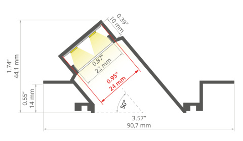 KLUŚ Profil led DIPOKET 1m 2m 3m lakier RAL9010 | H1177L9010OD (A01177L10OD)