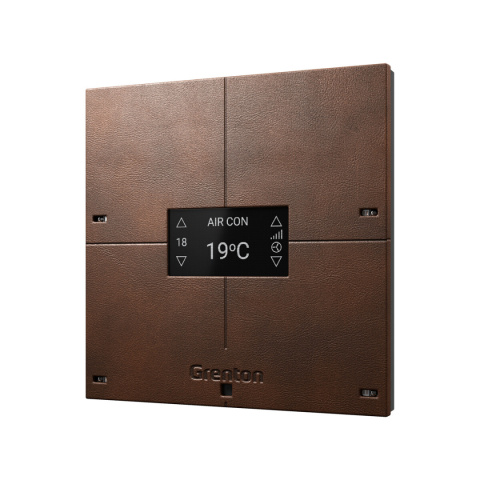 GRENTON Smart Panel 4B Custom Leather Dark ciemna skóra, wyświetlacz OLED, Inteligentne Sterowanie Domem, TF-Bus | SPS-804-T-01