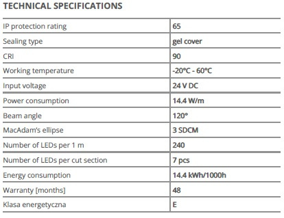 KLUŚ Taśma LED KWP-GHD27-1440-24V 1mb | IP65