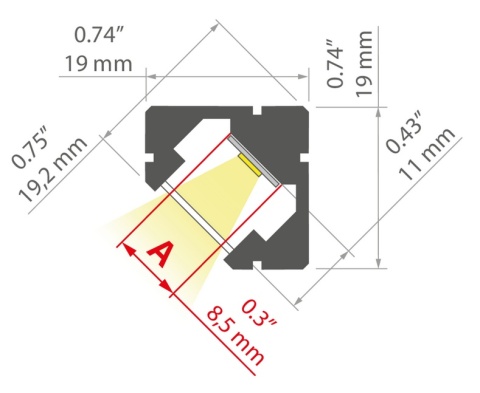 KLUŚ Profil led 45-PLUS anoda czarny 3m | A00005A07_3